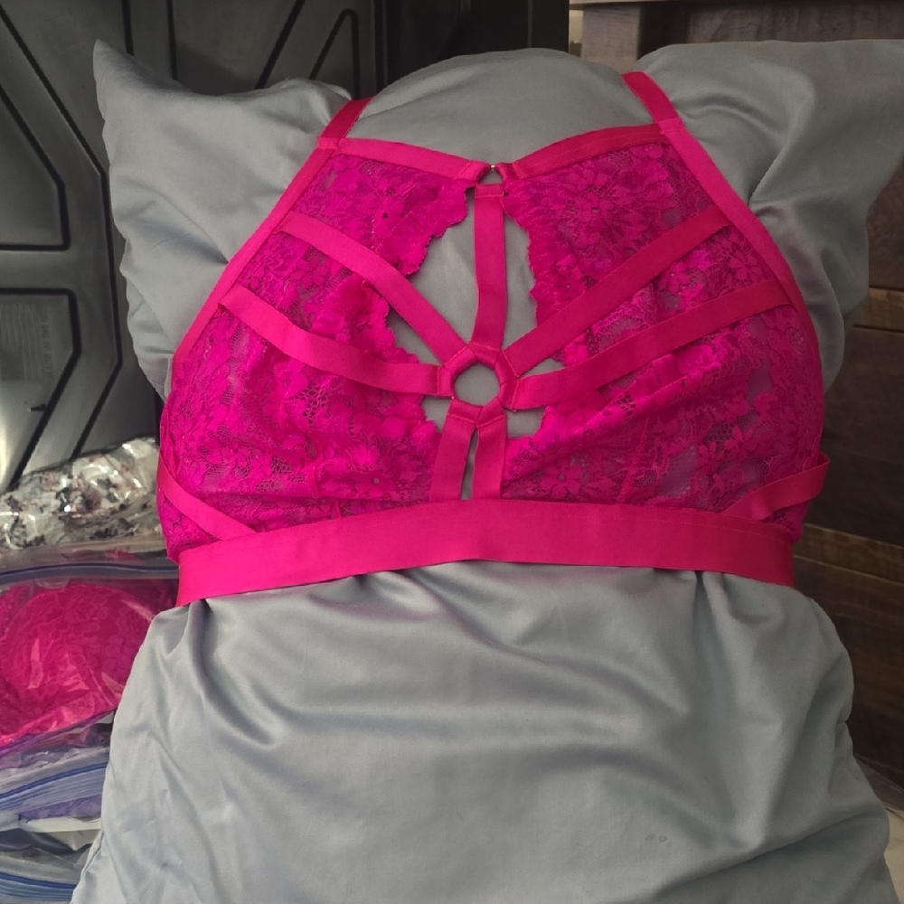 Torrid Vibrant Lace Bralette Duo in Pink and Fuchsia - Picture 2 of 6